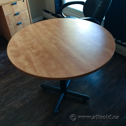 Autumn Maple 36" Round Meeting Table w/ Black Post Back